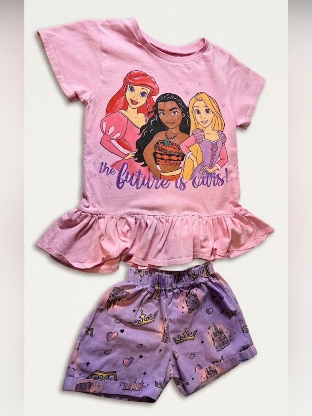 Disney Princess Girls 2-Piece Outfit Set Size 7-8 – Ariel Moana Rapunzel